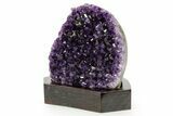 Deep Purple Amethyst Geode With Wood Base - Uruguay #364436-2
